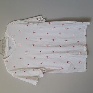 Old Navy Tee Shirt Mens L White Flamingo Print Soft Beach Casual Kitsch